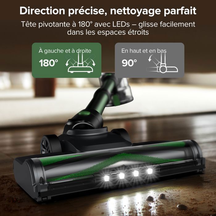 Vactidy Blitz V9 Pro - Cordless Stick Vacuum Cleaner - 110 AW Power - 50 kPa - 500 W - 50 min Runtime - LED Display