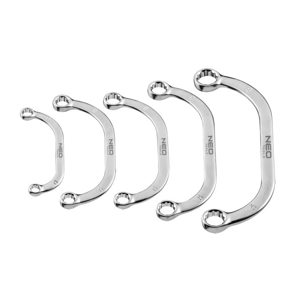 Klucze oczkowe wygięte 9-22 mm, 5szt., NEO 09-176