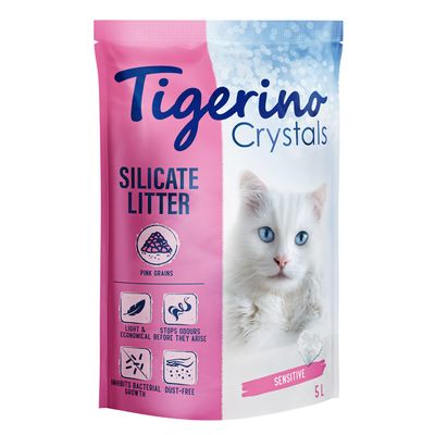 Tigerino Crystals värikäs kissanhiekka - herkälle iholle, hajusteeton