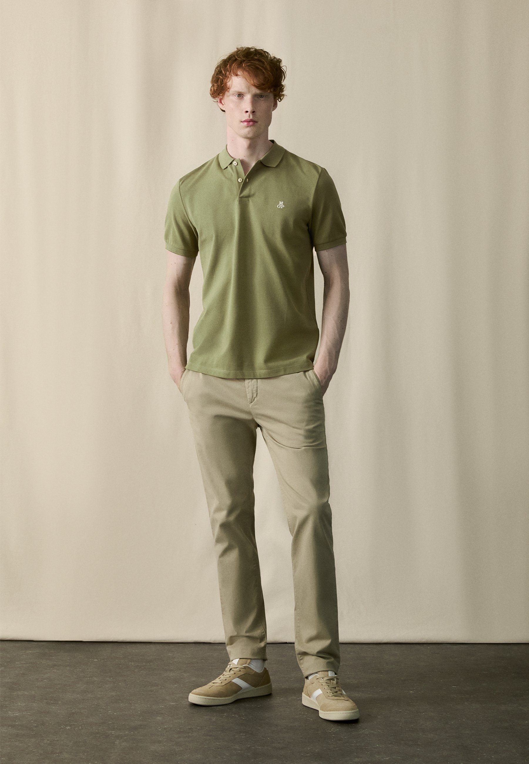 Marc O'Polo Poloshirt met korte mouwen, knoopsluiting en splitten aan de zoom - Poloshirt - bistro groen