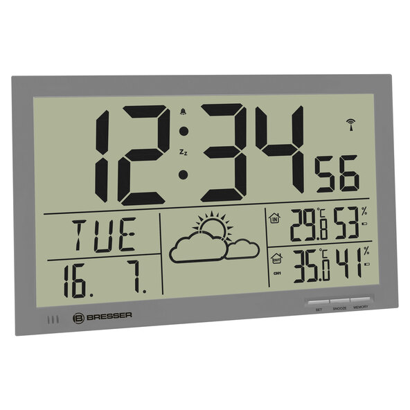 Ceas de perete meteo LCD MyTime Jumbo, gri