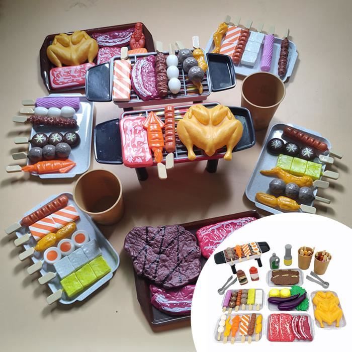 Ensemble de jeu de barbecue Jeu de simulation de nourriture Jouet de gril Ensemble de barbecue Cuisine Outils de cuisine 55 pièces