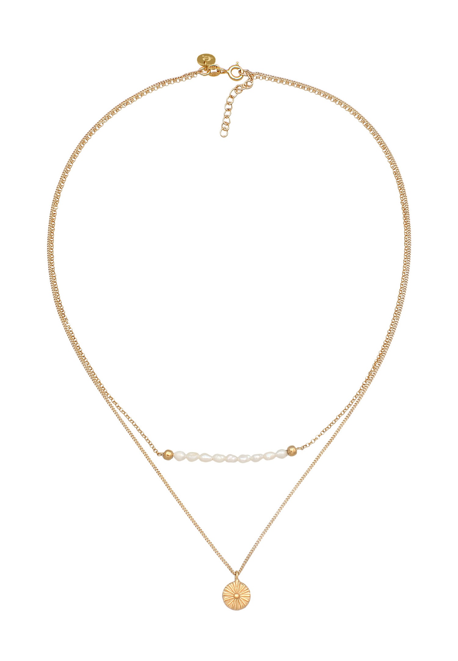 Elli PREMIUM Elli PREMIUM Collier Femmes Couches monnaie boho avec perles de culture d'eau douce en argent sterling 925