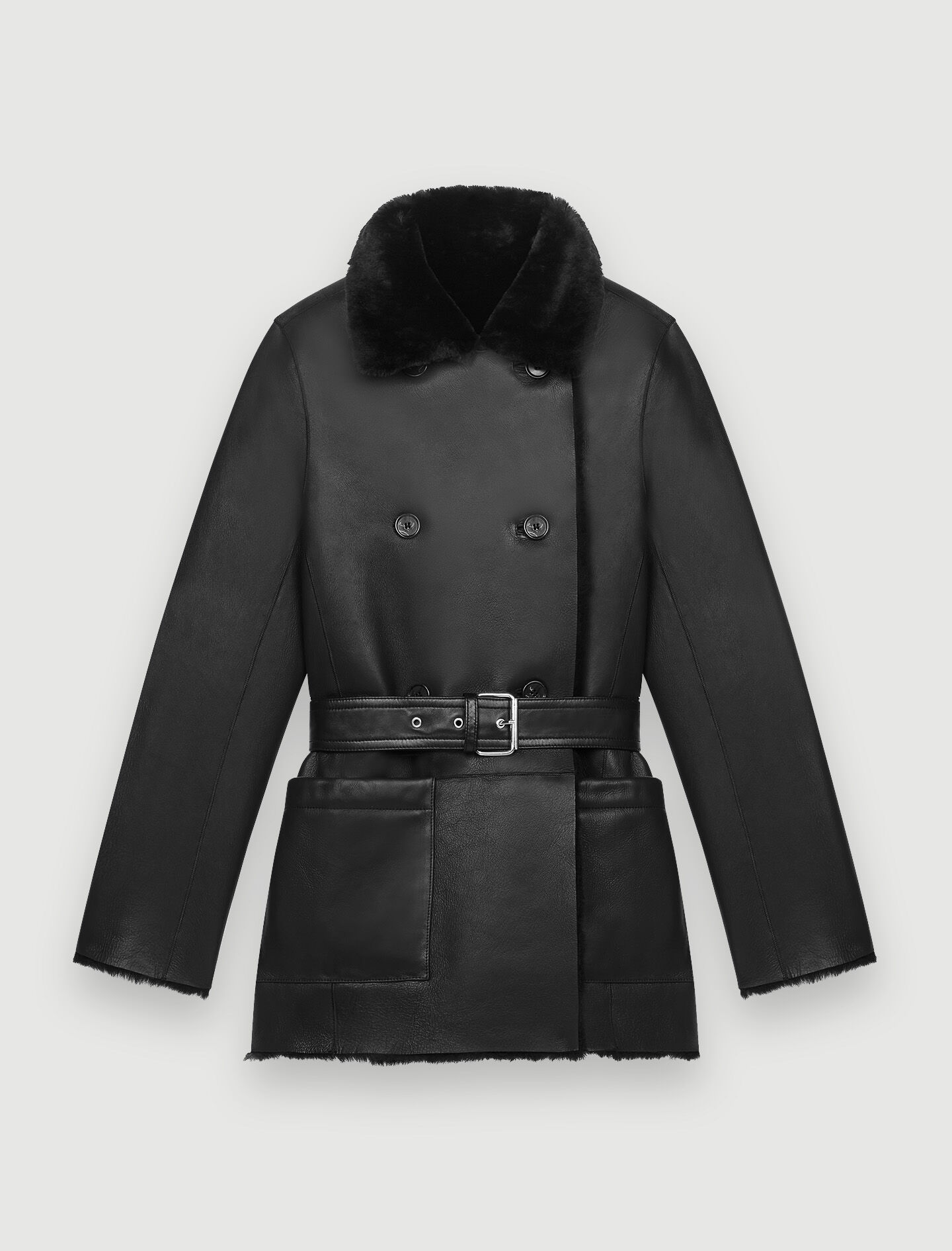 Palton reversibil din sherpa - Negru