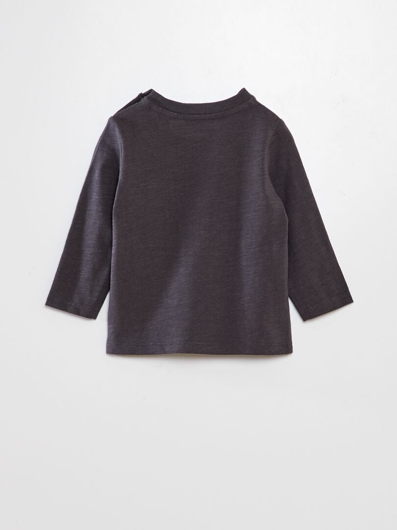 Camiseta de cuello redondo con bolsillo - NEGRA