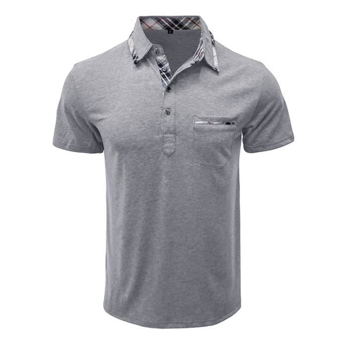 Polo da uomo INSFITY - Maniche corte - Grigio chiaro - Traspirante - Vestibilità slim