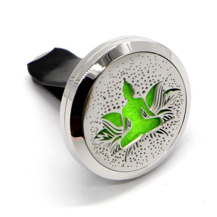 Diffuseur pour Voiture - ZEN'ARÔME - Bodhi Clip'Arôme - Acier Inox - 5 Buvards Réutilisables - Parfum Naturel