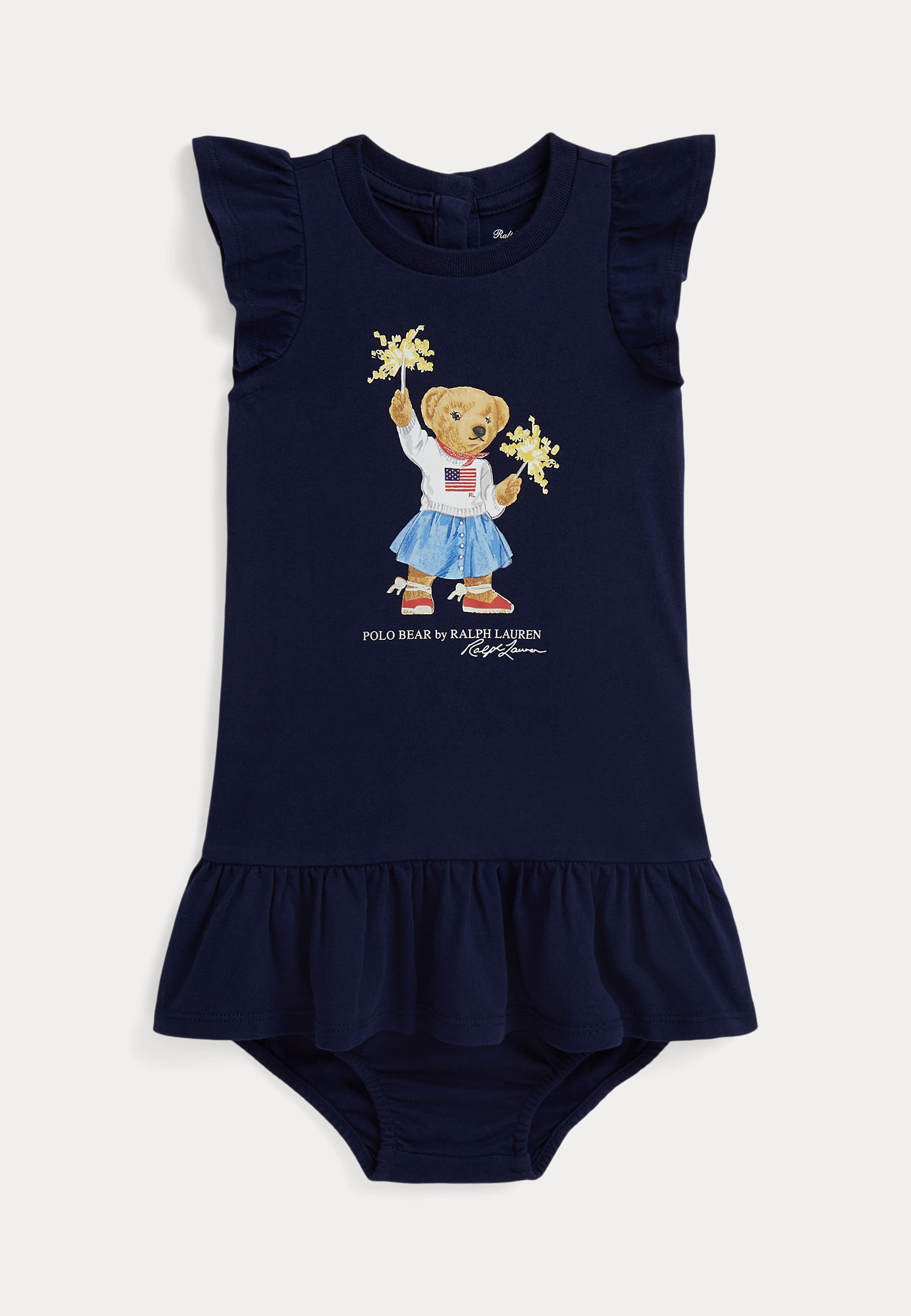 Polo Ralph Lauren POLO BEAR KATOENEN JERSEY JURK & BLOOMER - Jersey jurk - Newport Navy