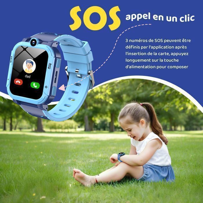 Smartwatch 4G per bambini, con funzioni di videochiamata, GPS, SOS, chat, sveglia, giochi, fotocamera, modalità elegante e regalo perfetto per ragazzi e ragazze.