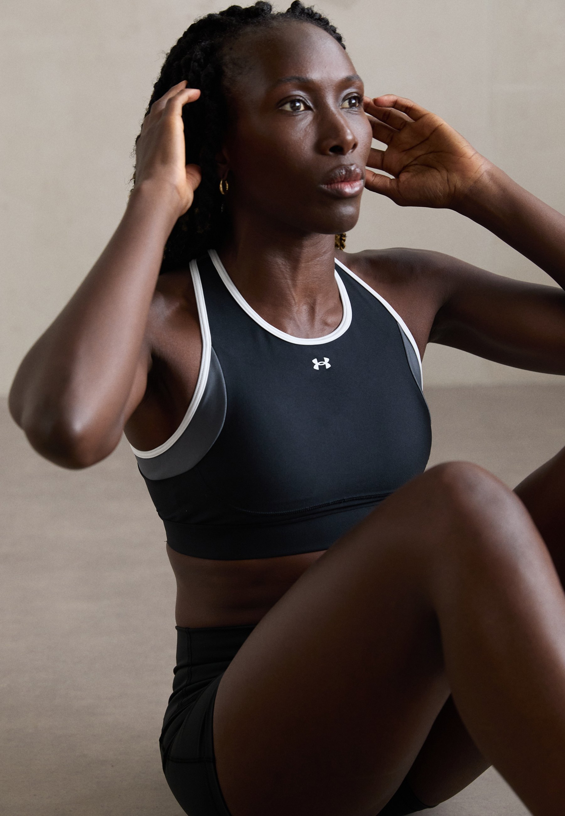 Reggiseno sportivo Under Armour CROSSBACK MID OPEN BACK - Supporto medio - nero/castlerock/bianco