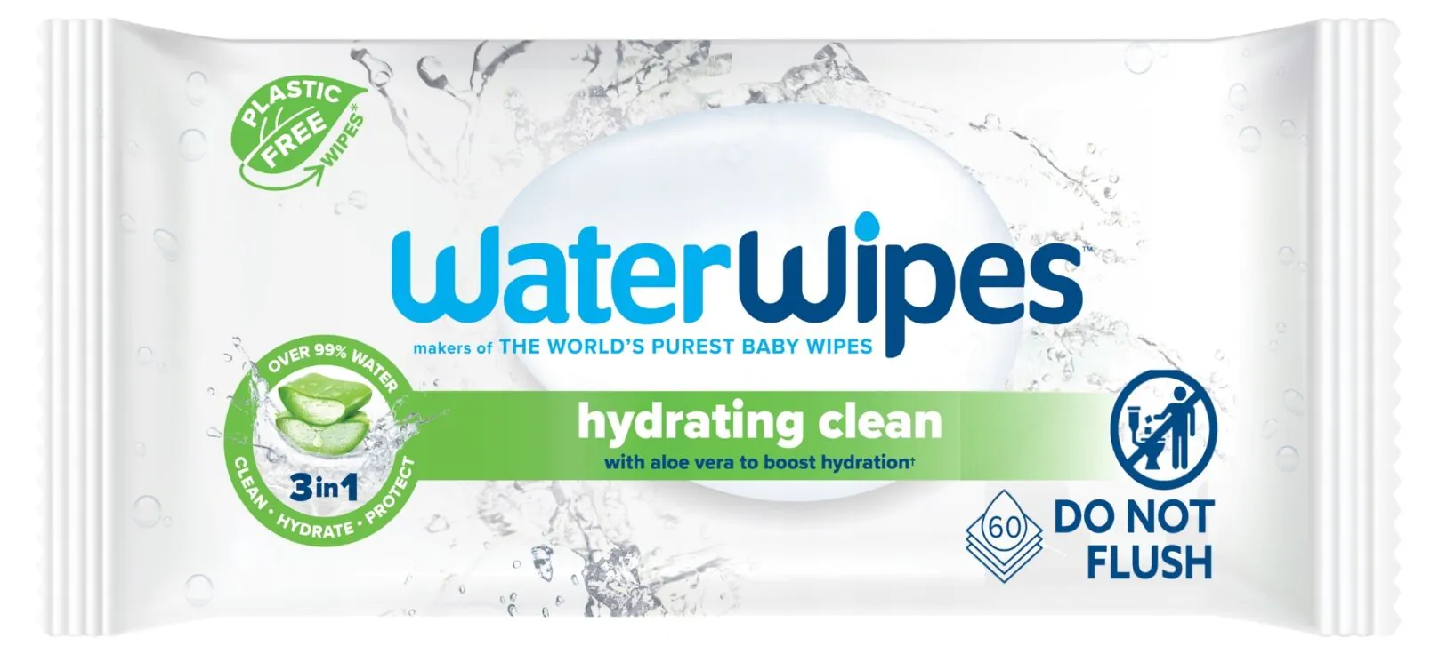 Water Wipes Hydrating Clean Chusteczki nawilżane dla dzieci z ekstraktem z aloesu 60 szt.