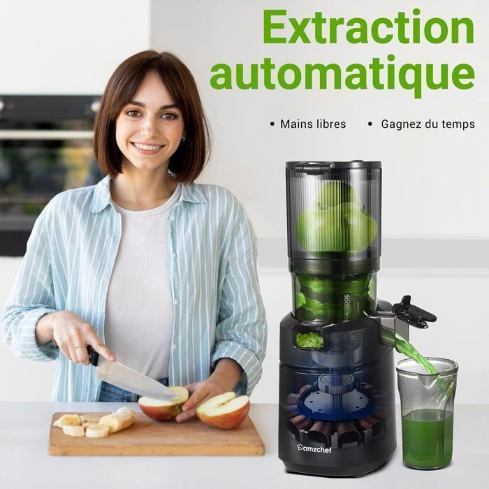 AMZCHEF No-Preparation Juicer, 135mm 1.8L Slow Juicer, 250W BPA-Free, Black