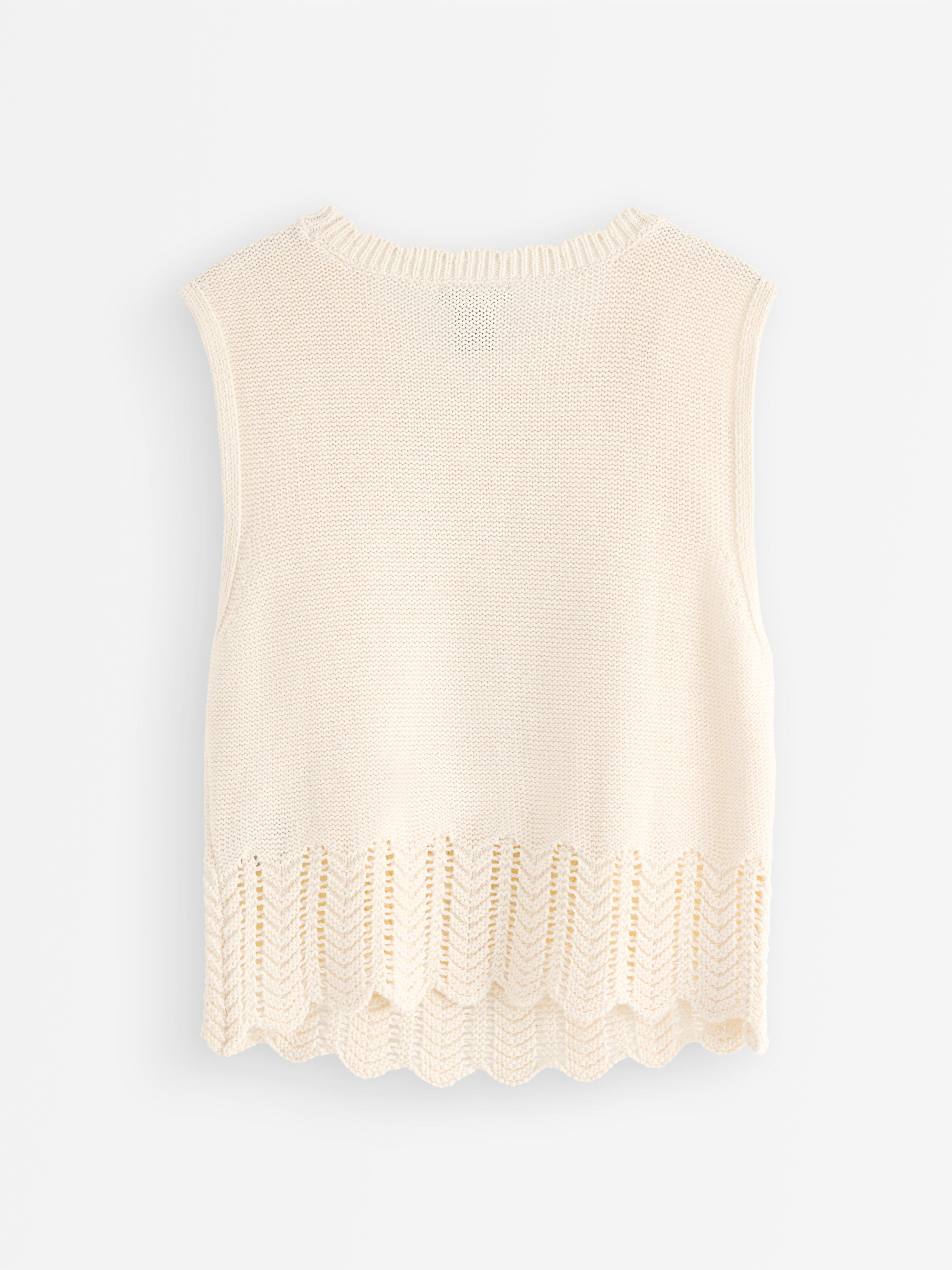 Gilet tricoté blanc cassé