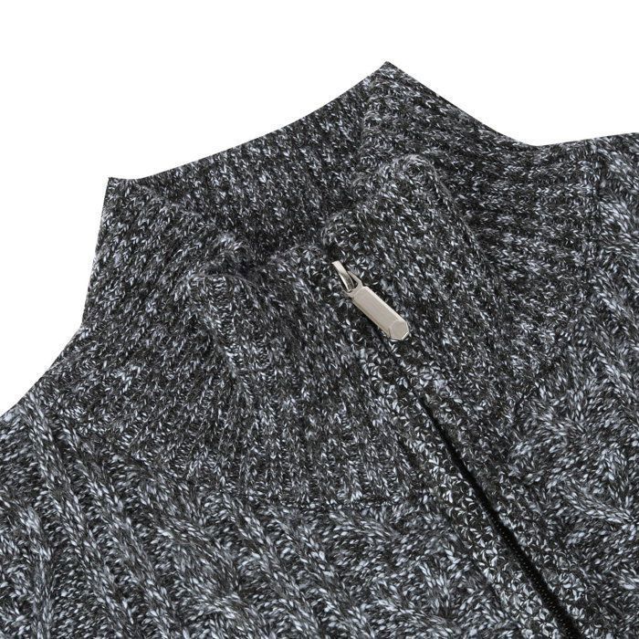 Cárdigan casual ajustado de punto grueso para hombre ALLTHEMEN, cuello alto, 5 colores lisos, gris oscuro, talla L