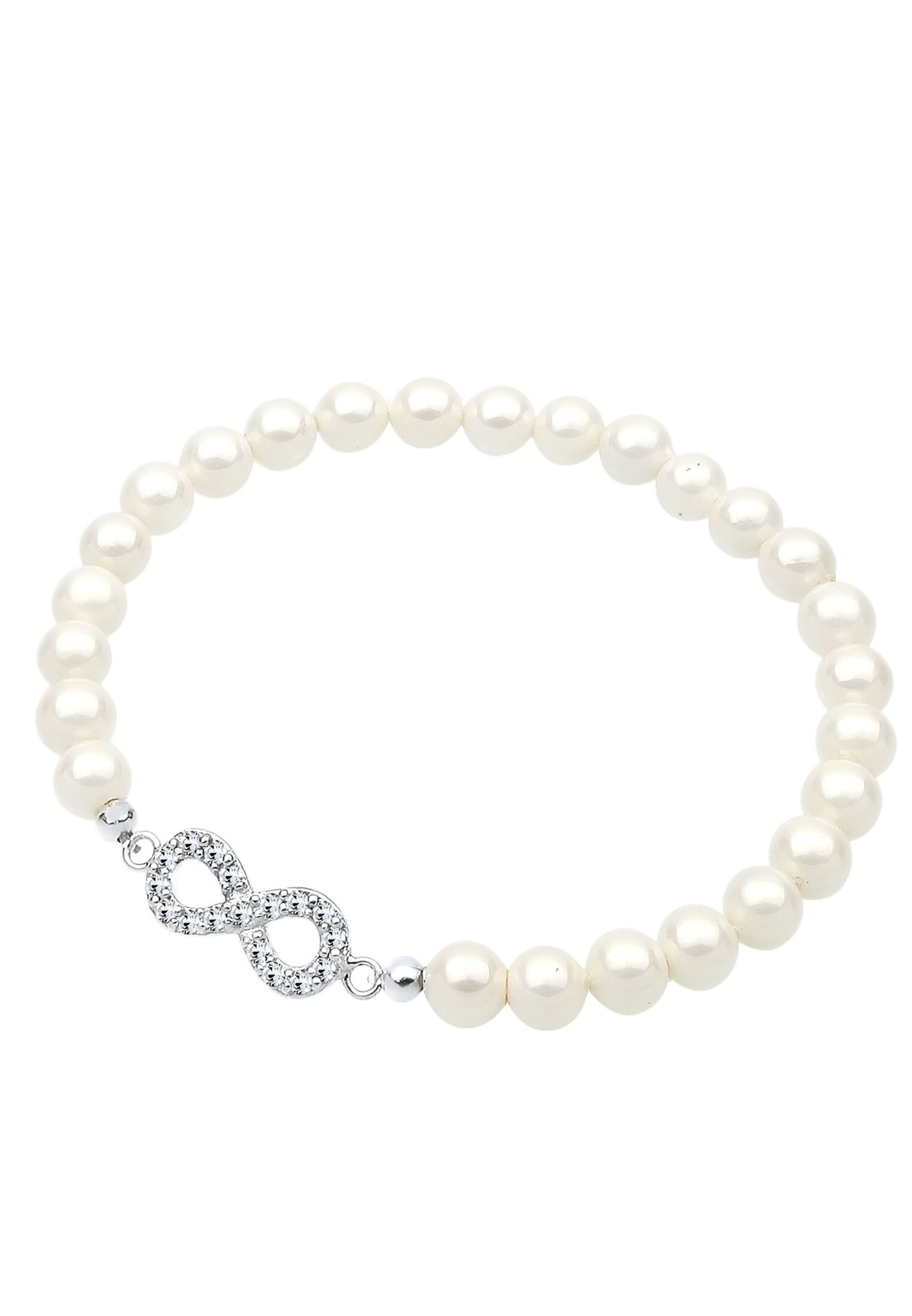 Elli Femmes Elegant Symbole Infinité avec Perles de Coquillage et Cristaux en Argent Sterling 925