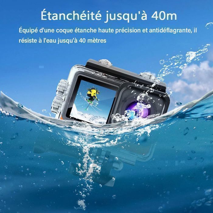 Caméra Sport-Q80TR, Ebrécher:Sony 386, Double Ecran, 24 MP, EIS, 2 Batterie, Caméra Etanche 40M