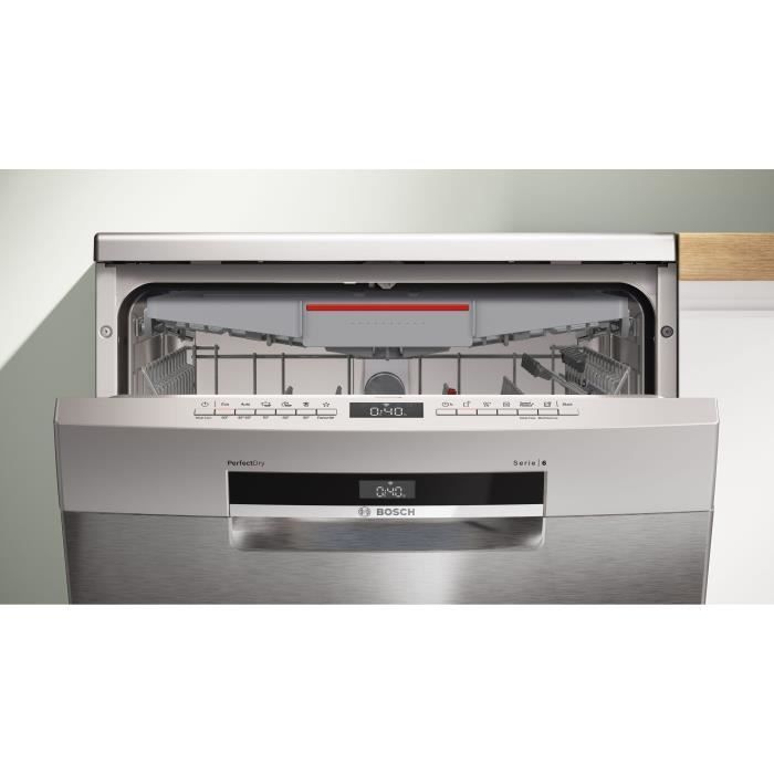 Lave-vaisselle pose libre BOSCH SMS6ZCI11F SER6 - 14 couverts - Induction - L60cm - 40 dB - Classe B - tiroir à couverts - Acier