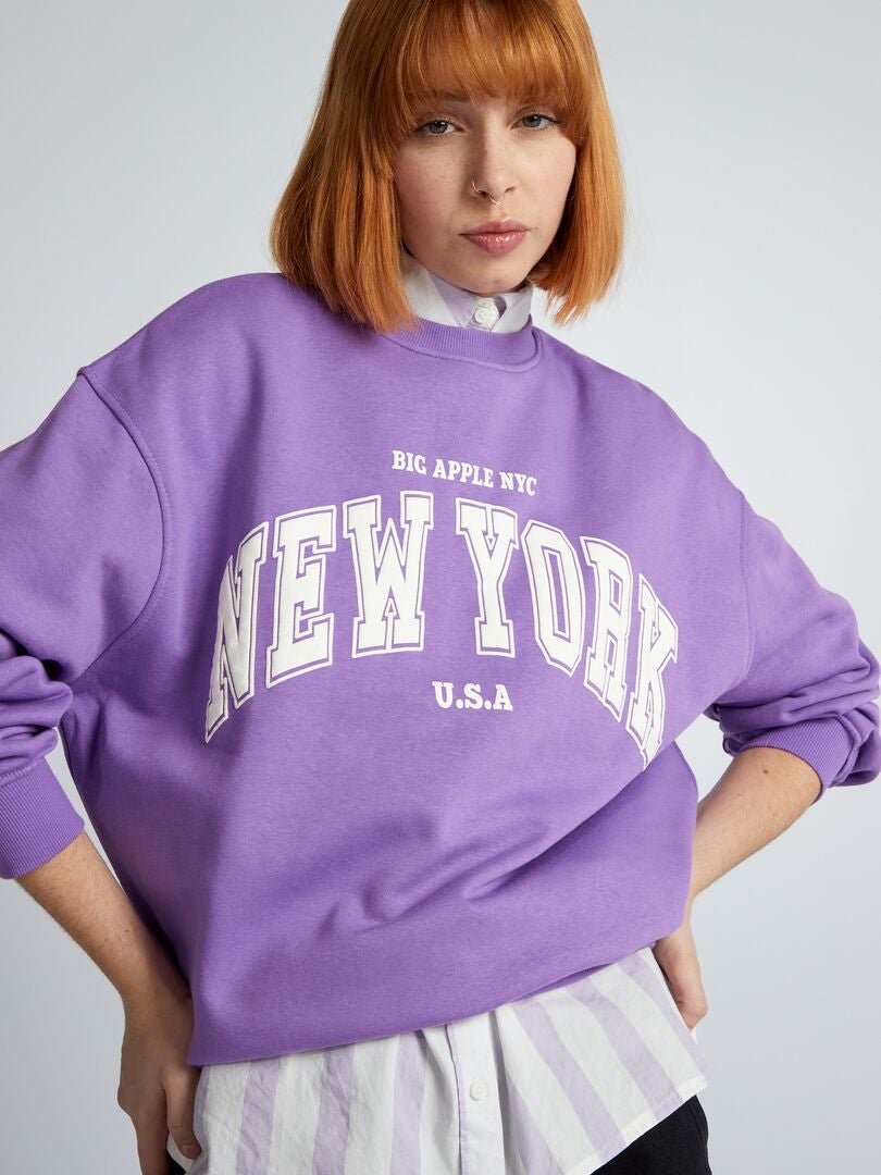 Sudadera polar estampada - MORADA