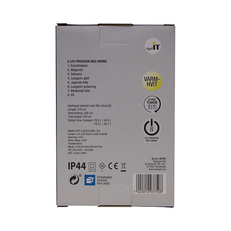 Hjem Lyslenker 480 LED Varmhvit, Perle