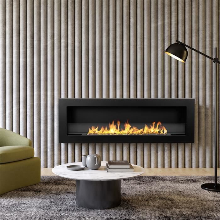 Chimenea de bioetanol - Livorno 120 - Negra - Ecológica - Fácil instalación - Diseño elegante