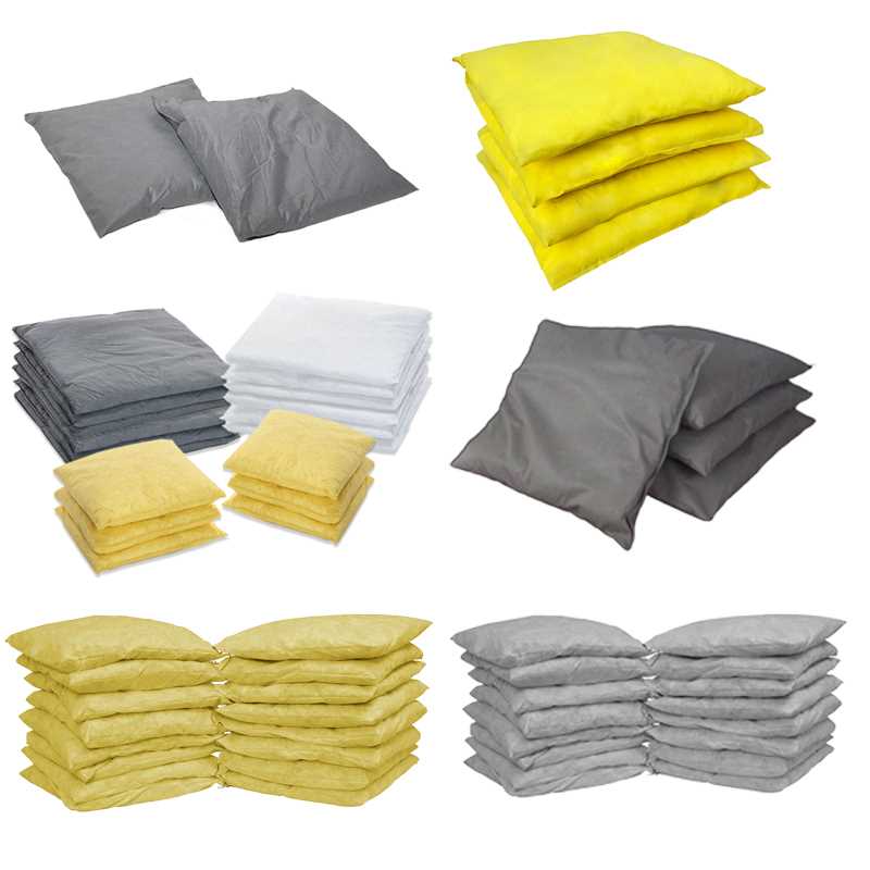 Absorbente de aceite para control de derrames. Solo absorbentes para emergencias. Calcetín absorbente químico. Almohada ambiental universal gris.