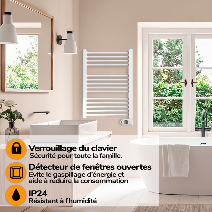HJM Calentador de Toallas Eléctrico por Inercia en Seco, 500 W, Noor, Blanco