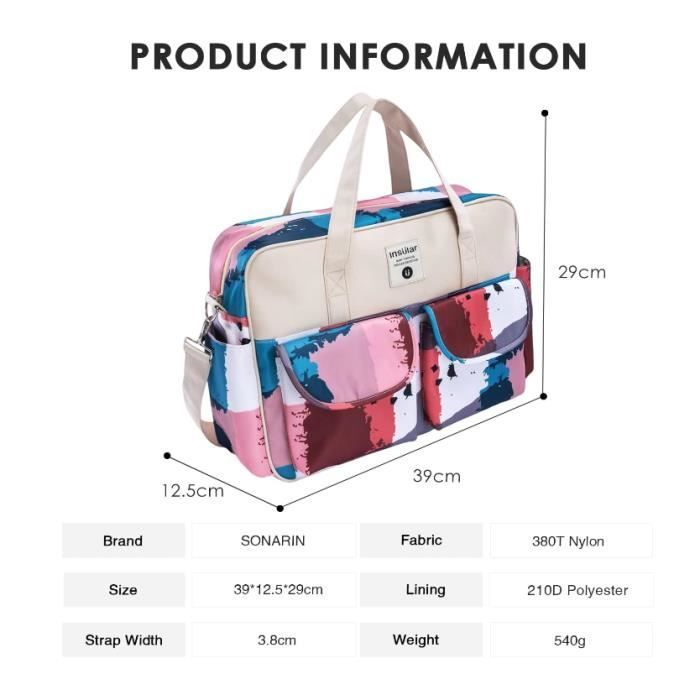 Grande Capacité Sac A Langer pour Bébé,Sac A Couches Multifonction Sac de Voyage avec Bretelles,Matelas A Langer-lapin