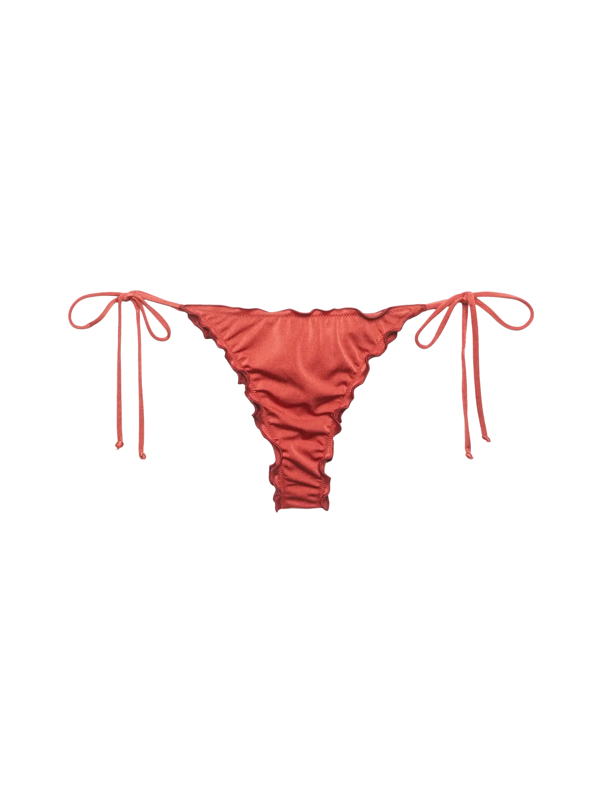 Slip de bain rouge brique scintillant Miami avec une coupe haute