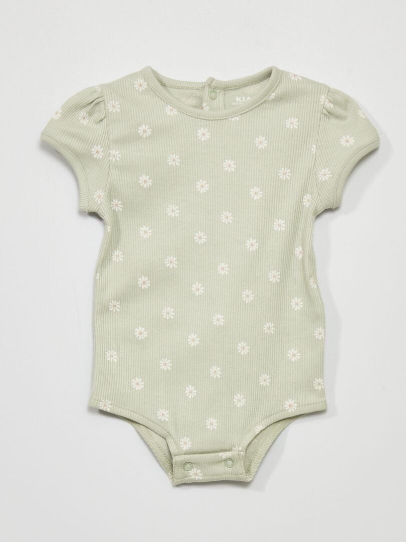 Body de canalé con estampado - VERDE