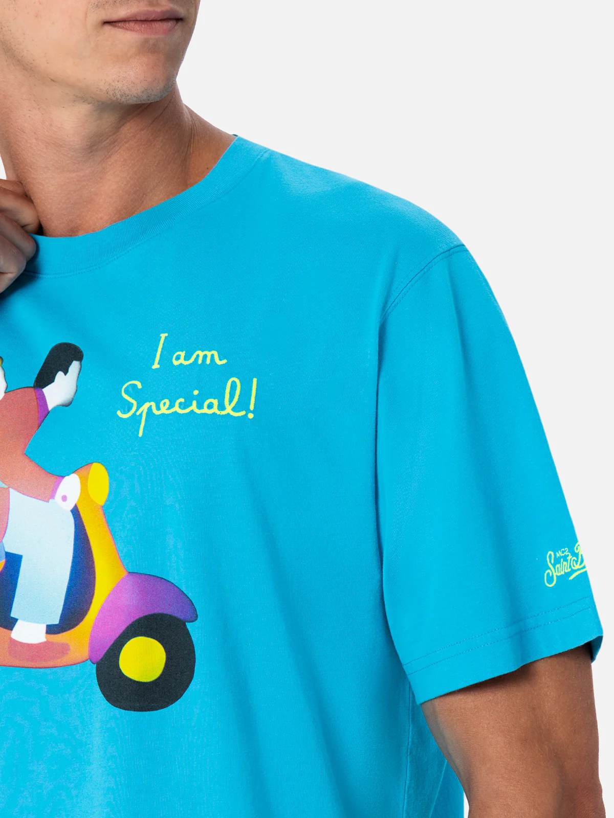 T-shirt da uomo in cotone con stampa piazzata e ricamo Lodola | MARCO