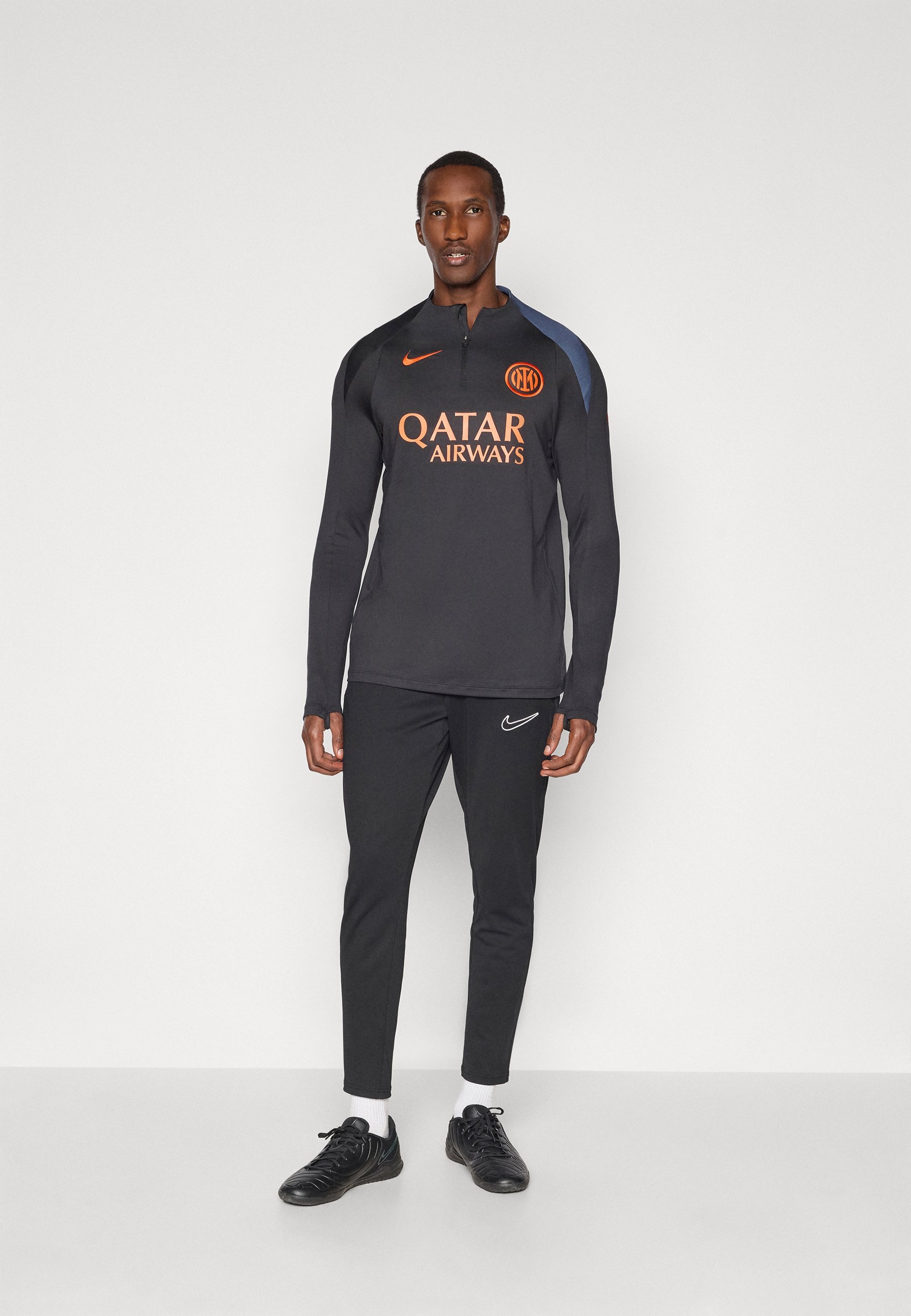 Maillot de gardien de but Nike Performance INTER MNK DF STRK DRLLTOP K 3R - Noir/Bleu orage/Orange sécurité