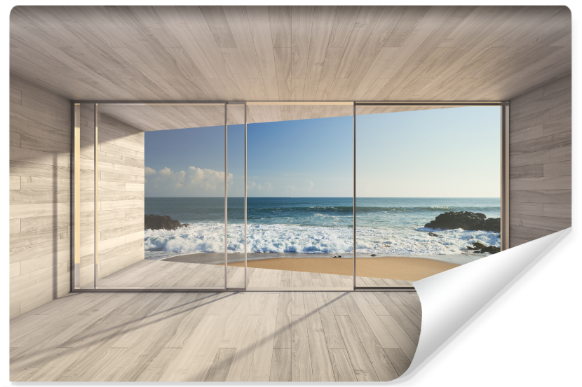 Fototapeta Widok z Okna Na Plażę i Morze 90x60cm