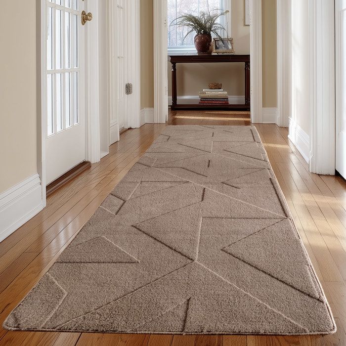 Carpetsale24 Tapis géométrique 80x150 cm beige, style boho scandinave, lavable, effet 3D, petit format pour salon ou chambre