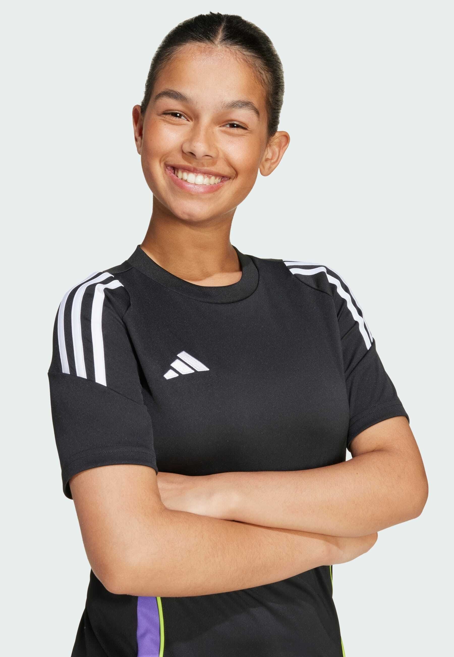 adidas Performance TIRO24 - MANCHES COURTES - T-shirt de sport - Noir et violet Rush