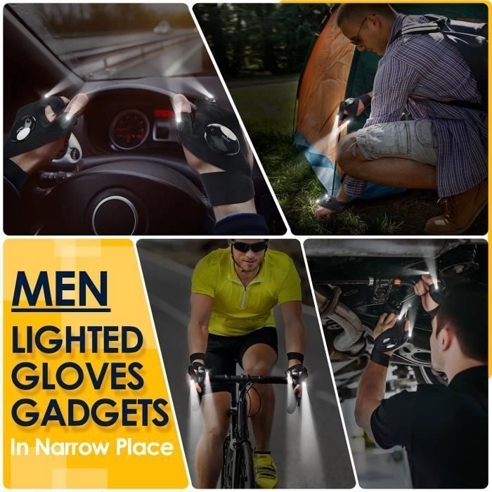 Gants LED avec lumières étanches - Gants de Lampe de Poche à LED Gants Lumineux pour Adultes Pour le vélo, la pêche, la réparation