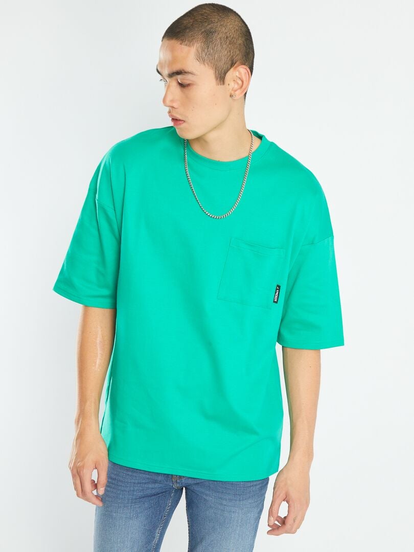 T-shirt met borstzak - GROEN