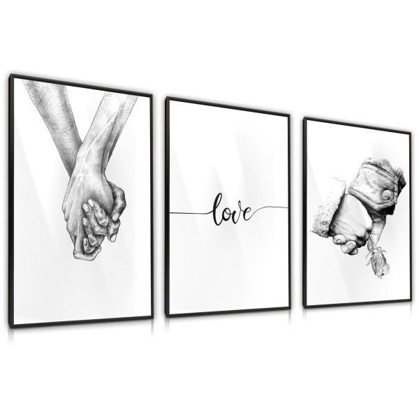ZESTAW 3X PLAKAT Dłonie Love Miłość 30x40cm