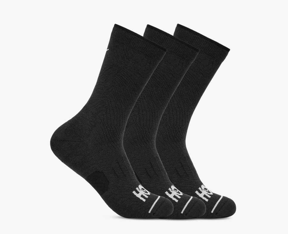 HOKA Crew hardloopsokken, 3-pack Zwart / Zwart / Zwart