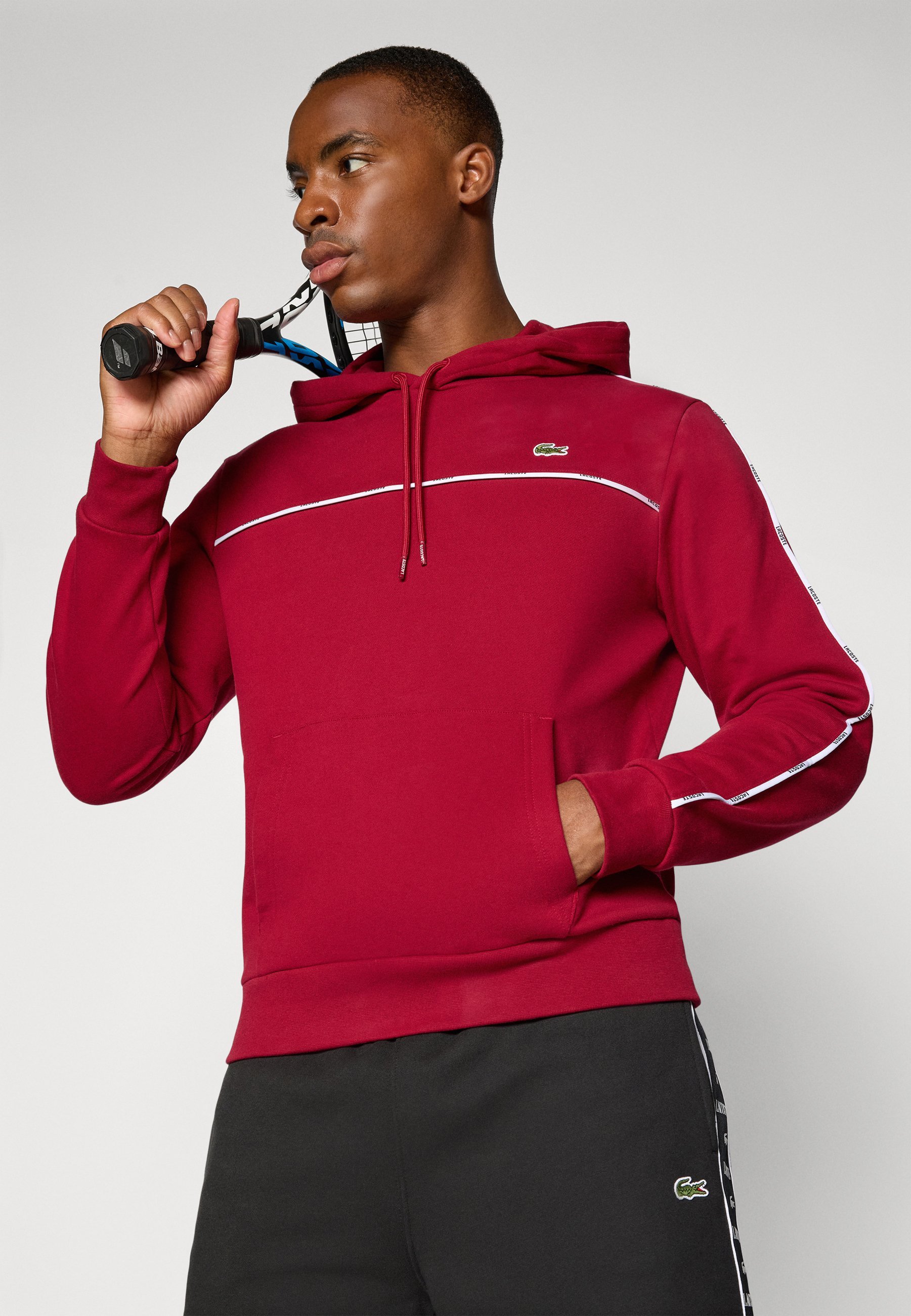 Lacoste Sport HOODIE TAPE - Felpa con cappuccio - bordeaux