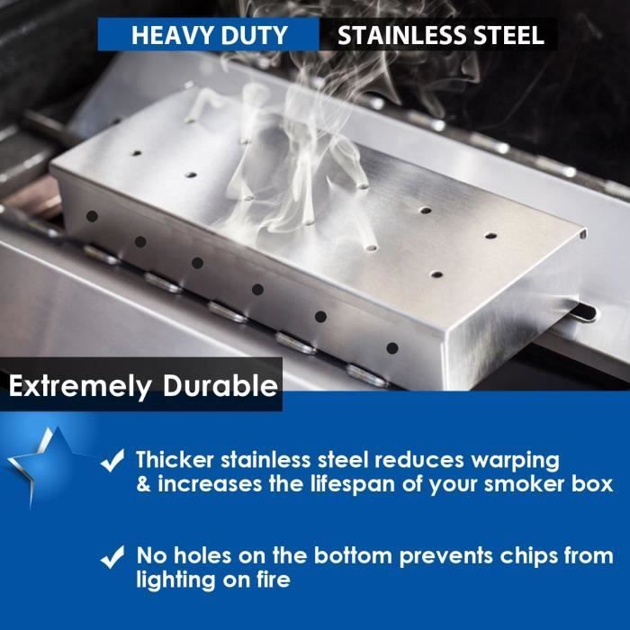 Heavy-duty stainless steel smoker for gas or charcoal barbecues[1313]