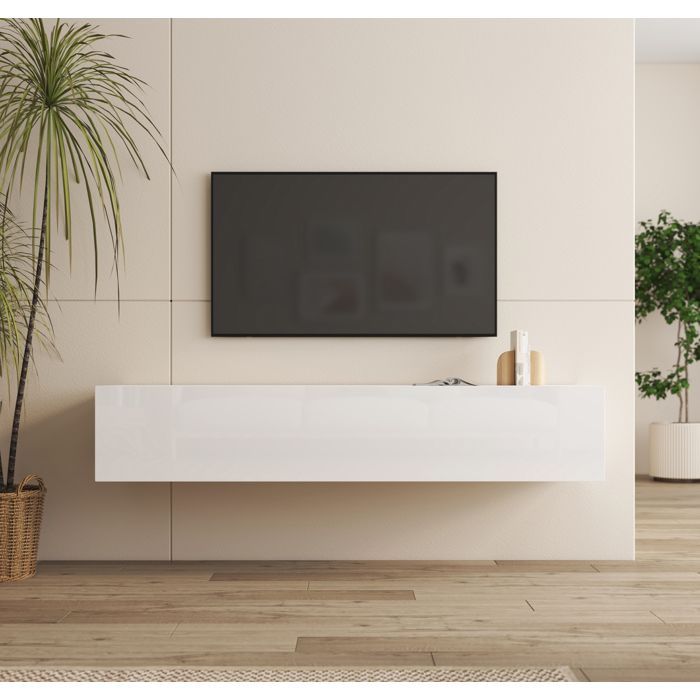 Mueble para TV - NORA - Forli XL - Blanco - Puerta abatible - Diseño contemporáneo