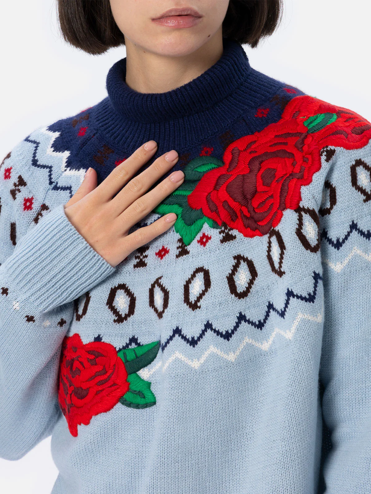 Jersey de mujer Meghan de mezcla de cachemir con jacquard nórdico