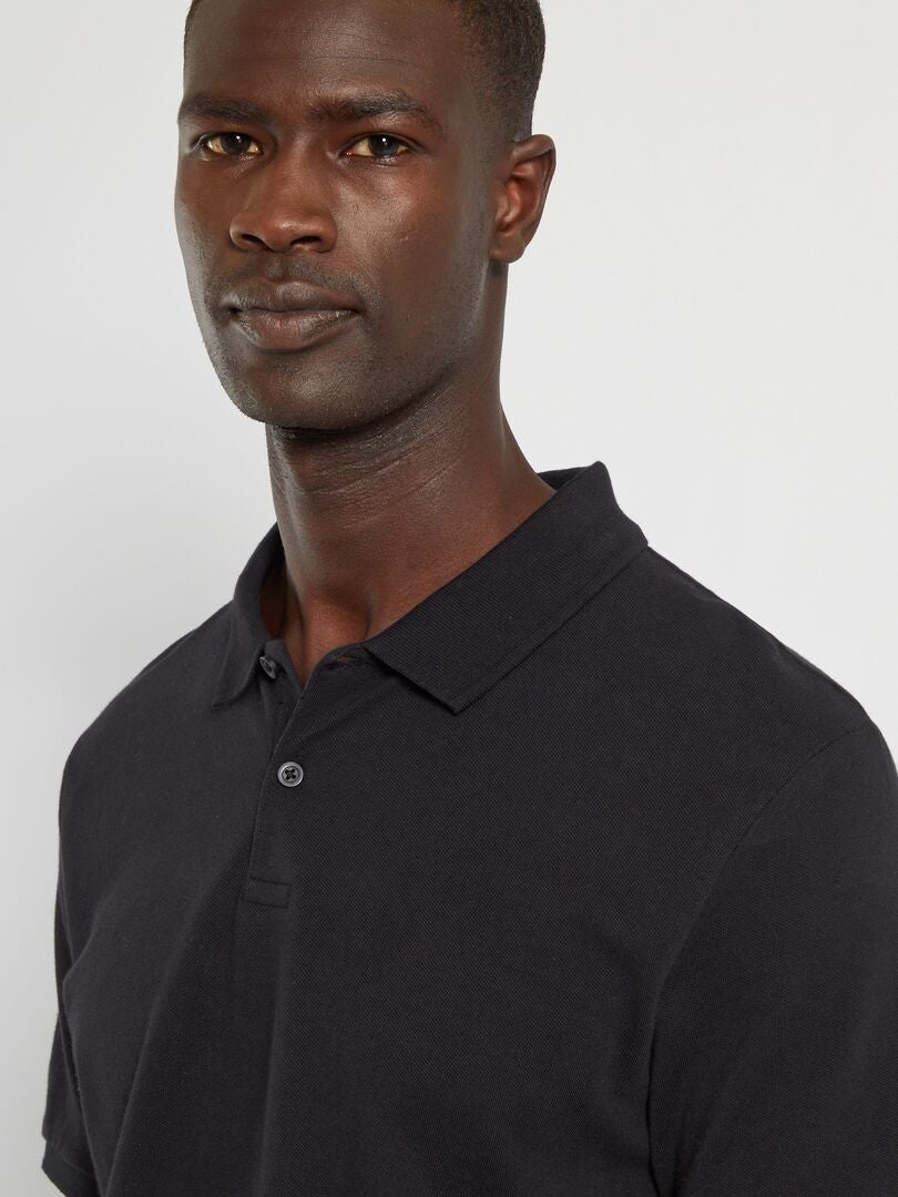 Camisa polo de algodão piqué - preta