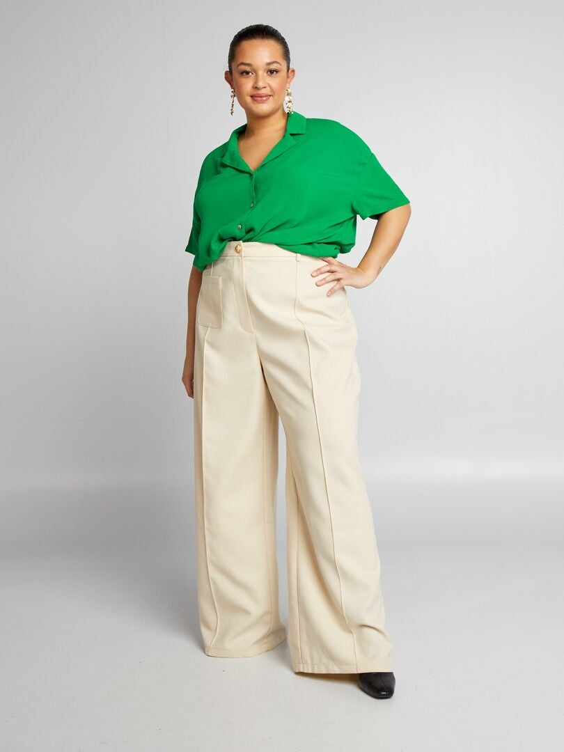 Rechte broek met hoge taille - GRIJS
