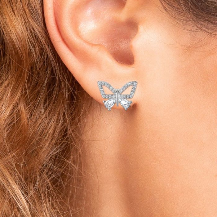Pendientes de mariposa de cristal SC adornados con circonitas
