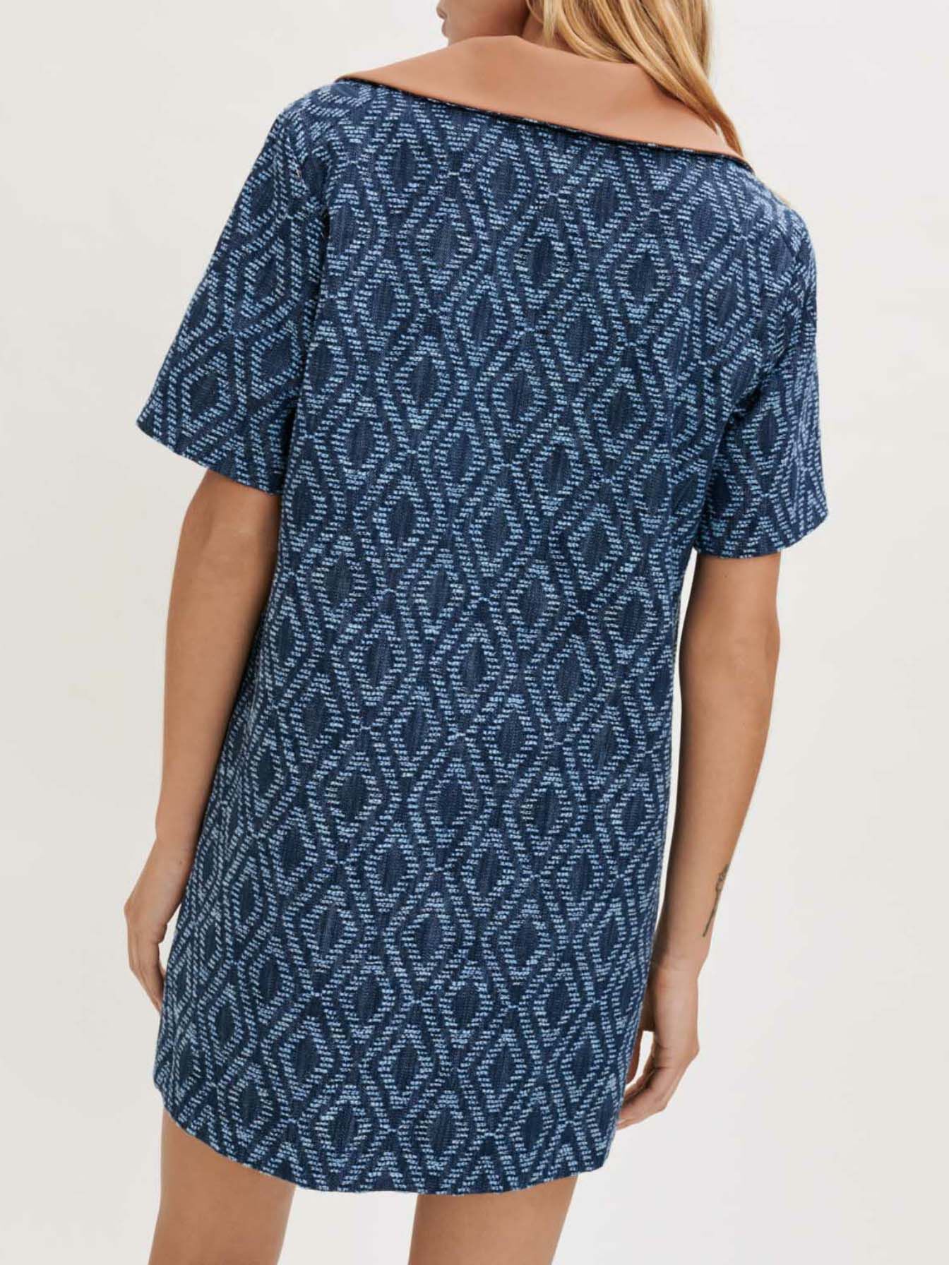 Rochie cu efect denim jacquard - Indigo