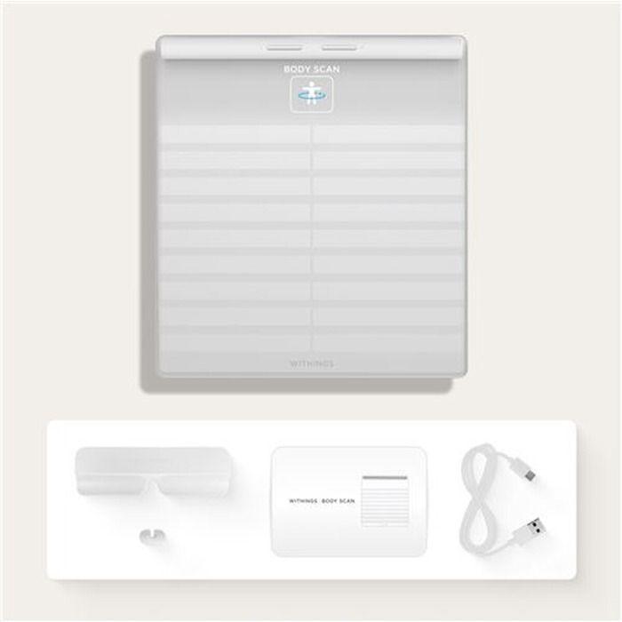 Balance Connectée - Withings - Body Scan - Blanche - Électrocardiogramme - 180 kg - 50 g de graduation