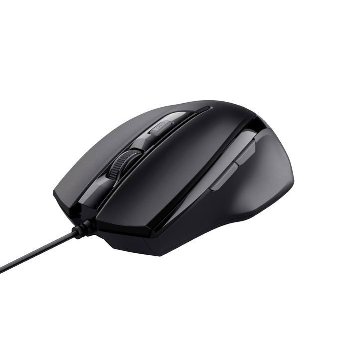 Ratón con cable USB TRUST Voca - 800-2400 DPI - Ergonómico - 2 botones para el pulgar