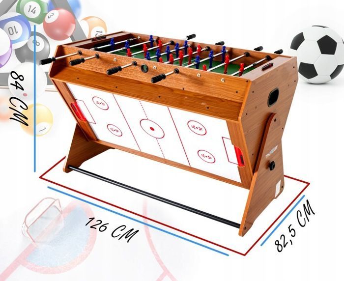 THUNDER SMART Indoor Folding Foosball Table | For Children | 126 x 82.5 x 84cm | Wood Finish