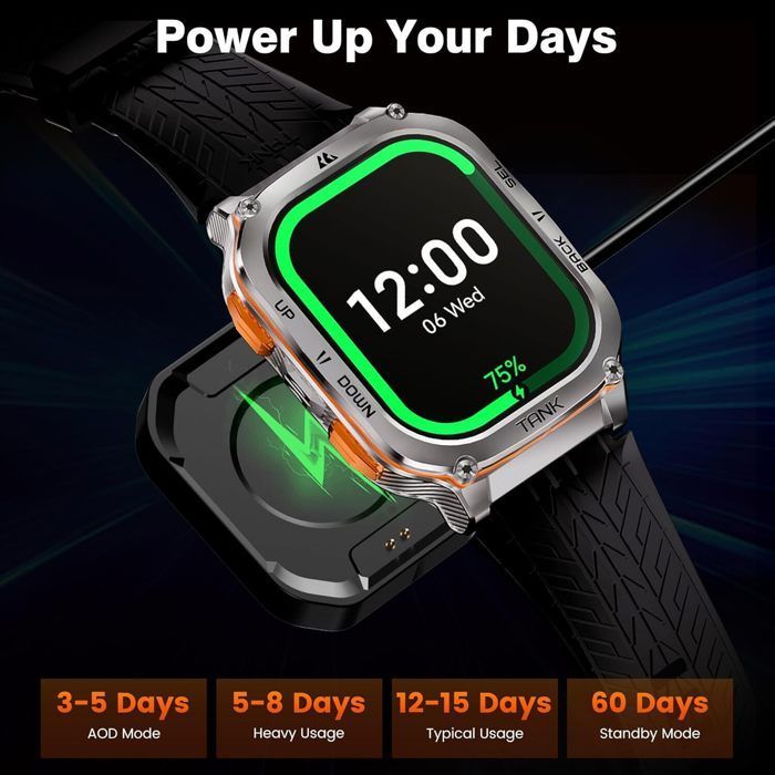KOSPET M3 Ultra Montre Connectée homme Montre Sport GPS 40+ jours 50m Etanche Tracker d'Activit Répondre/appeler Sommeil -Argent
